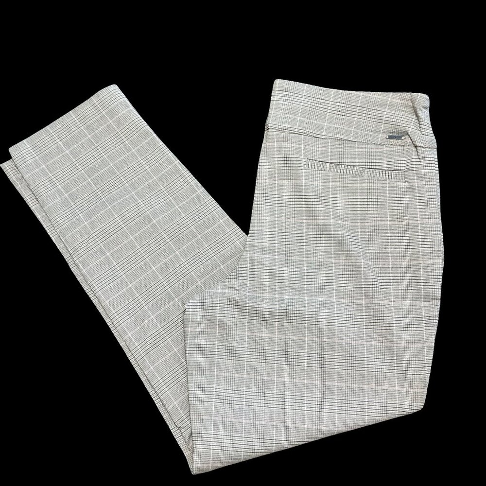 Beige/Pink/White Plaid Print Dress Pant